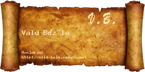 Vald Béla névjegykártya